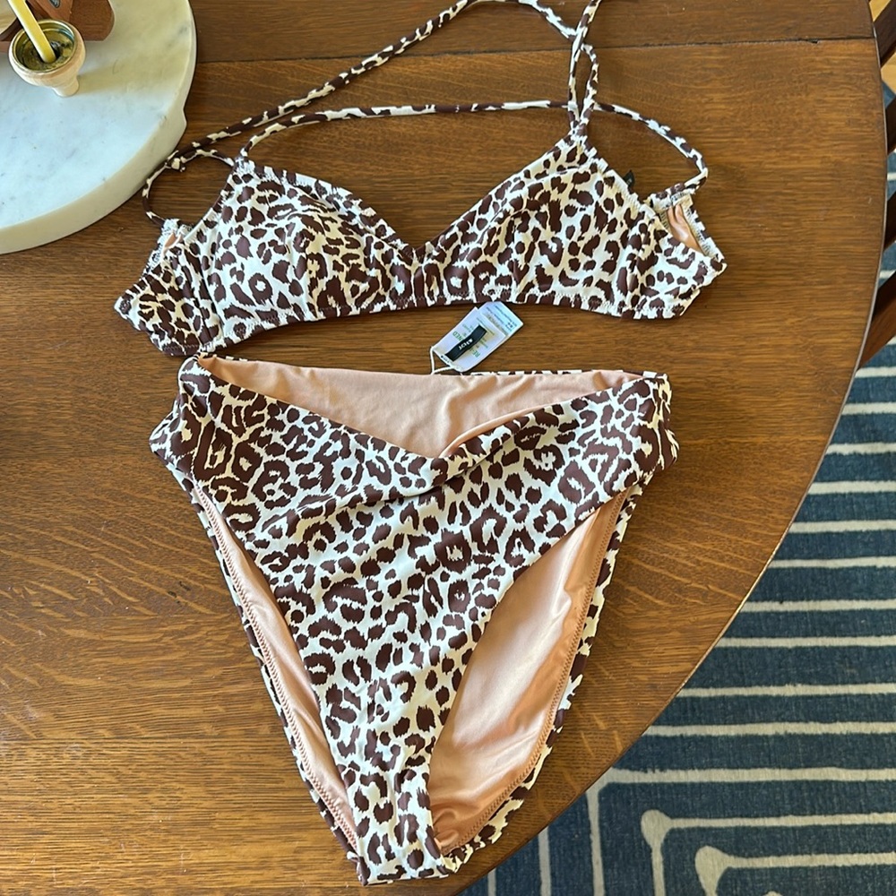 J. Crew high waisted leopard print bikini set